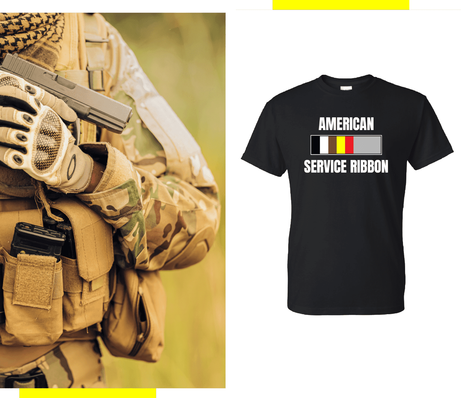 Make a Difference (1) A military uniform and shirt with the words american service ribbon on it.