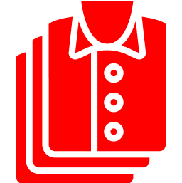 A red shirt is shown with three other shirts.