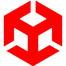 A red cube with an open design on it.